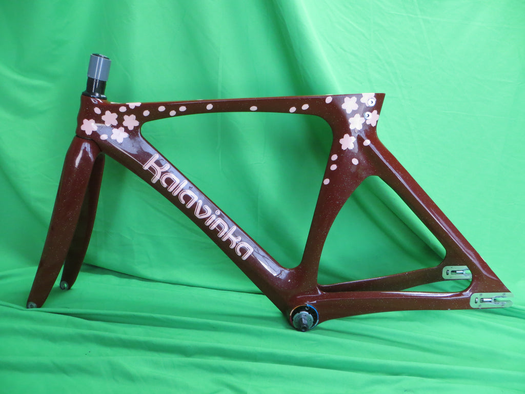 Rare! Kalavinka Girl'S Keirin Carbon Track Frame // Dark Red with Rainbow Flake // 47cm NJS Approved