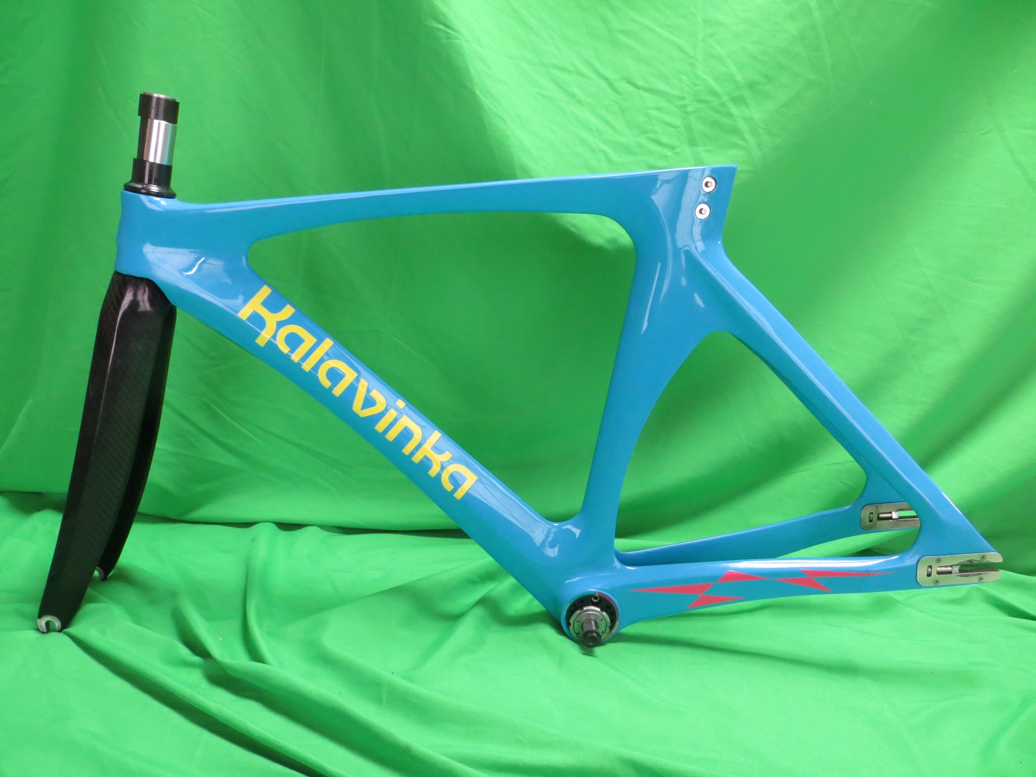 Rare! Kalavinka Girl'S Keirin Carbon Track Frame // Blue // 47cm NJS Approved + Two Kalavinka Forks